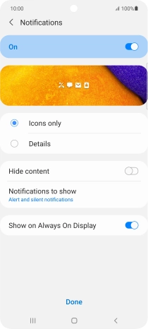 Press the required settings to turn them on or off.