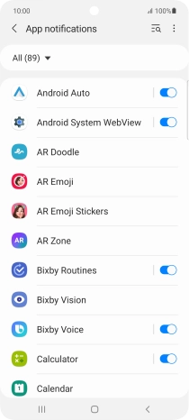 Press the indicators next to the required apps to turn the function on or off.