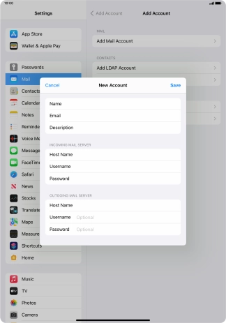 Press Username and key in the username for your email account. Please note that if you're using Vodafone's outgoing server, leave the username field empty.