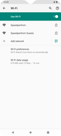 Press the required Wi-Fi network.