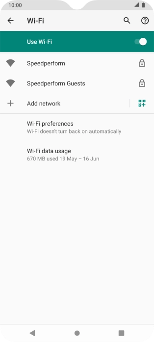 Press the required Wi-Fi network.