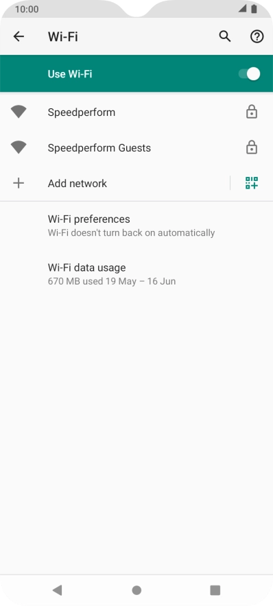 Press the required Wi-Fi network.