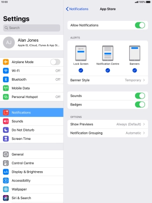 Press the indicator next to 