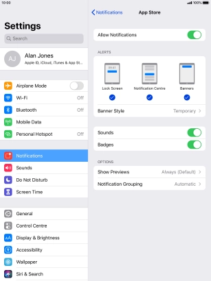 Press the indicator next to 