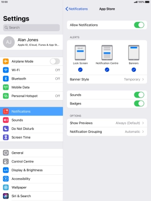 Press the indicator next to 