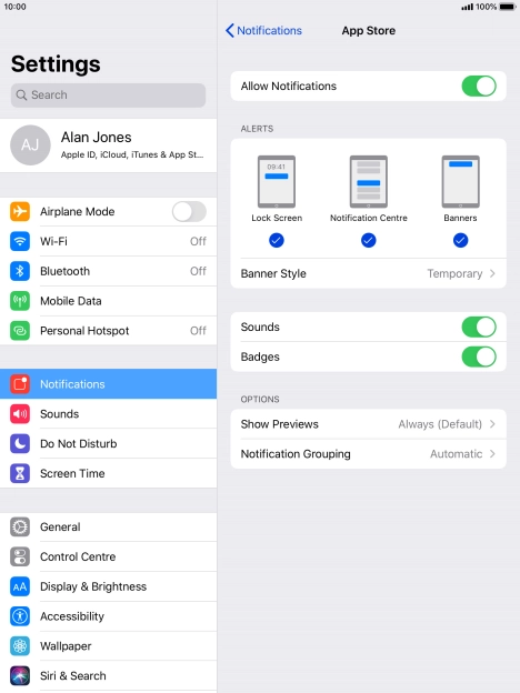 Press the indicator next to 