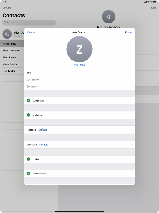Press Last name and key in the last name.