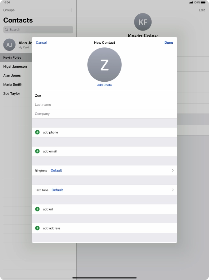 Press Last name and key in the last name.