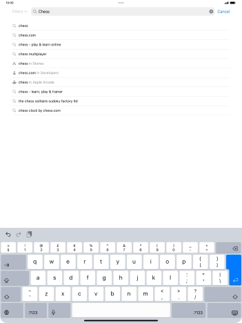 Key in the name or subject of the required app and press enter.