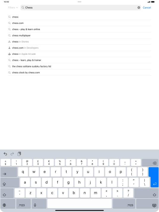 Key in the name or subject of the required app and press enter.
