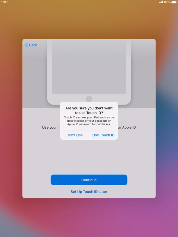Follow the instructions on the screen to turn on use of lock code or press Don't Use.