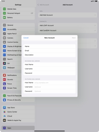 Press Host Name and key in the name of your email provider's outgoing server. Please note that if you can't send email messages when using your email provider's outgoing server, key in smtp.vodafone.net.au (Vodafone's outgoing server).