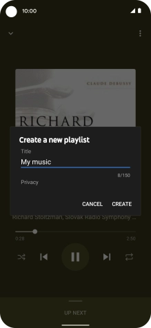 Key in a name for the playlist and press CREATE.