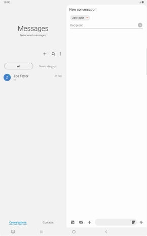 Press the text input field and write the text for your text message.