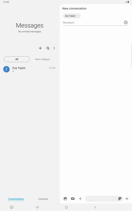 Press the text input field and write the text for your text message.