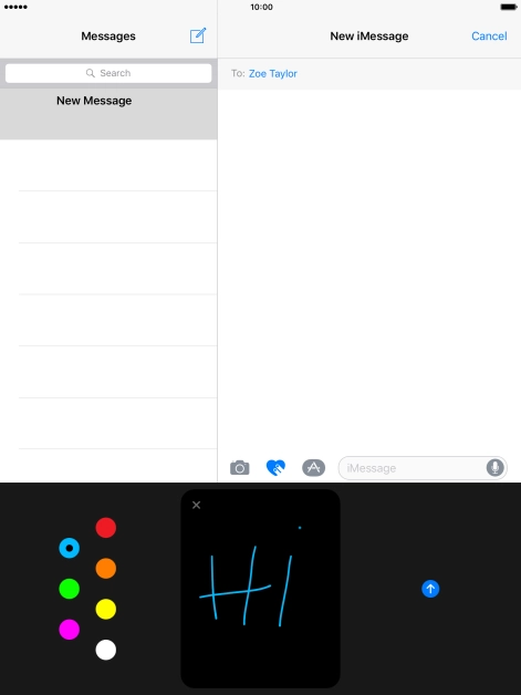 Press the send icon when you've finished your iMessage.