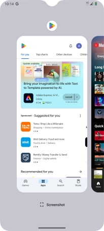 To end one running application, slide your finger upwards on the required application.