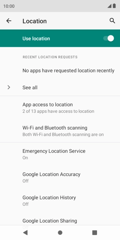Press Google Location Accuracy.