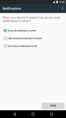 Press the required setting.