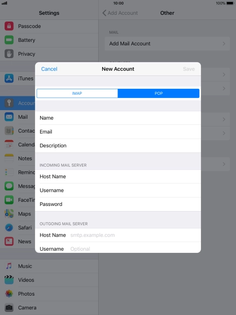 Press Host Name and key in the name of your email provider's outgoing server. Please note that if you can't send email messages when using your email provider's outgoing server, key in smtp.vodafone.net.au (Vodafone's outgoing server).