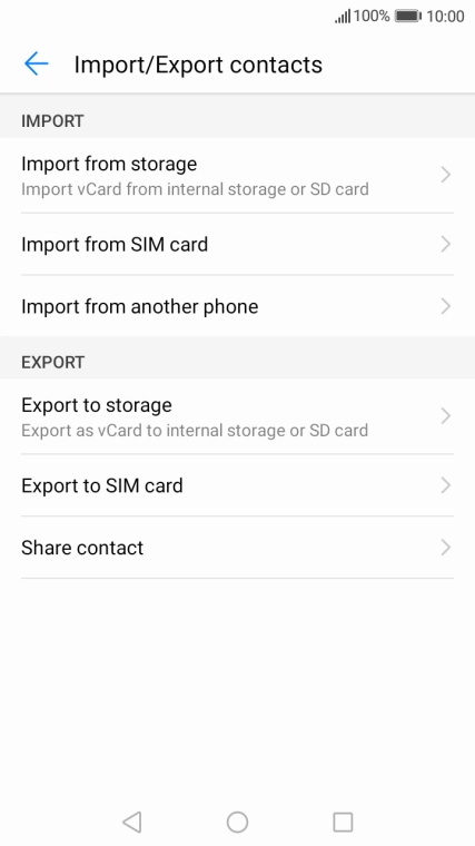 Press Import from SIM card.