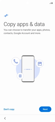 You can transfer the contents of another phone to your phone when it's activated for the first time and after a factory reset. When this screen is displayed, your phone is ready to transfer contents from another phone.