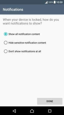 Press the required setting.