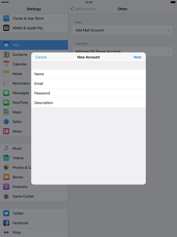 Press Description and key in the required name.
