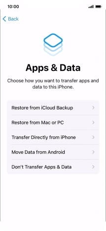 You can transfer content from an Android phone when your phone is activated for the first time and after a factory reset. When this screen is displayed, your phone is ready to transfer content from an Android phone.
