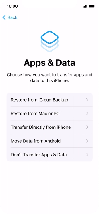 You can transfer content from an Android phone when your phone is activated for the first time and after a factory reset. When this screen is displayed, your phone is ready to transfer content from an Android phone.
