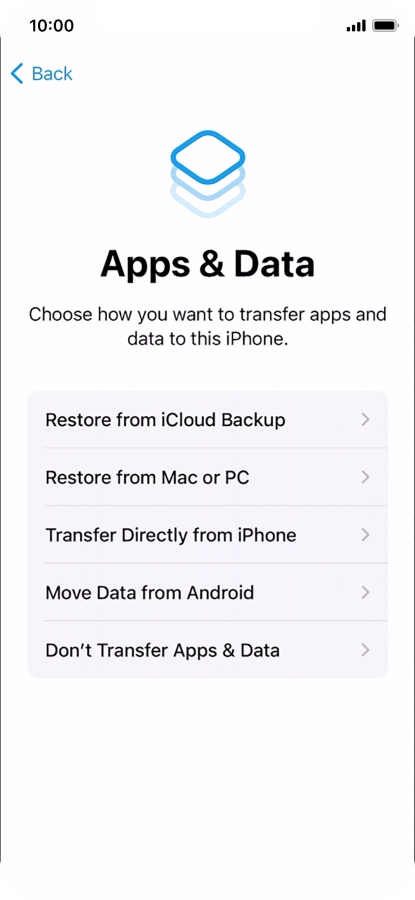 You can transfer content from an Android phone when your phone is activated for the first time and after a factory reset. When this screen is displayed, your phone is ready to transfer content from an Android phone.