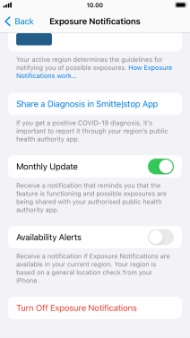 Press Turn Off Exposure Notifications.