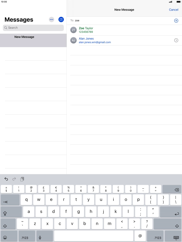 Press the required contact.