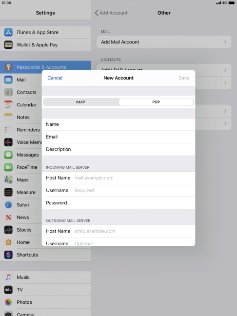 Press Host Name and key in the name of your email provider's incoming server.