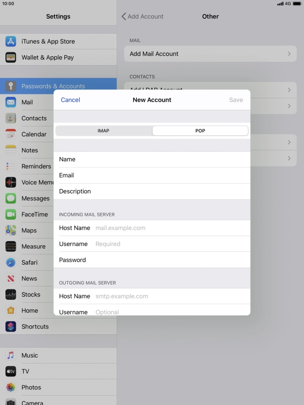 Press Host Name and key in the name of your email provider's incoming server.