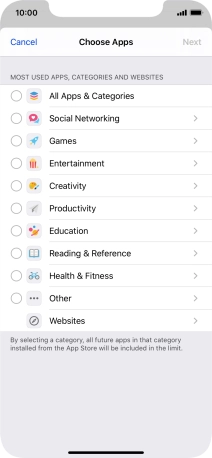 Press the required categories.