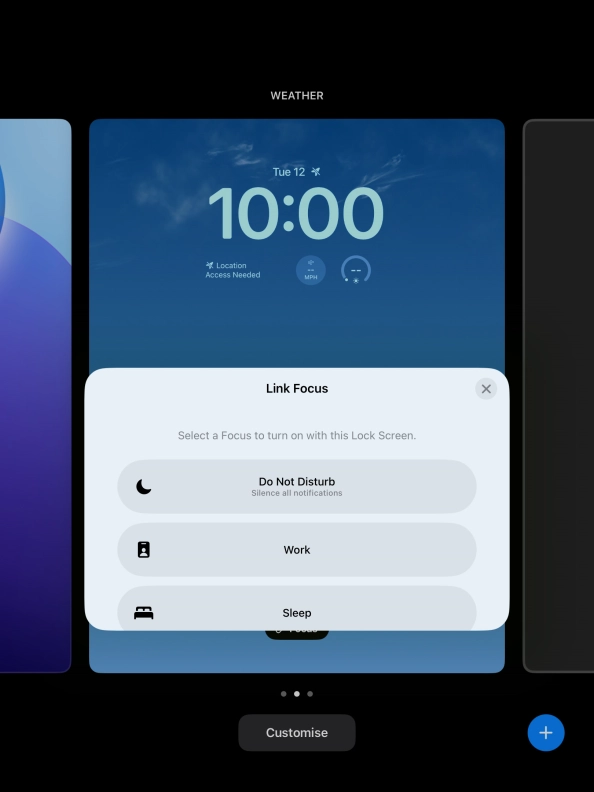 Press the required focus mode.