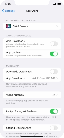 Press the indicators next to the required content types to turn the function on or off.