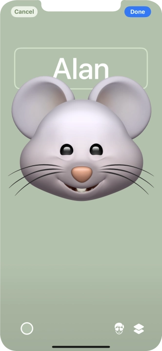 Press the name field and follow the instructions on the screen to select the required font and colour for your name on the Contact Poster.