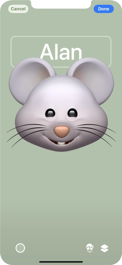 Press the name field and follow the instructions on the screen to select the required font and colour for your name on the Contact Poster.