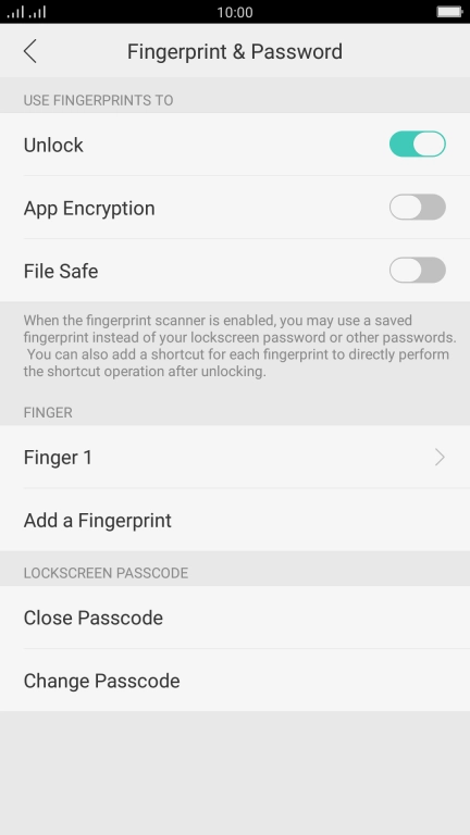 Press Close Passcode and key in the current phone lock code.