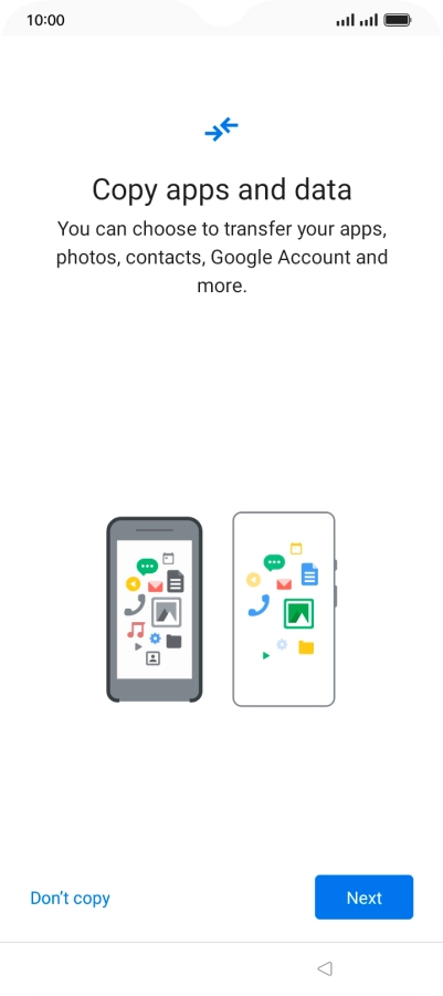 You can transfer the contents of another phone to your phone when it's activated for the first time and after a factory reset. When this screen is displayed, your phone is ready to transfer contents from another phone.