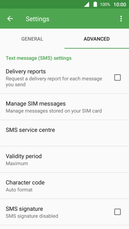Press SMS service centre.