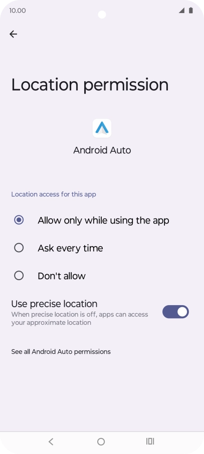 Press the required setting to turn the function on or off.