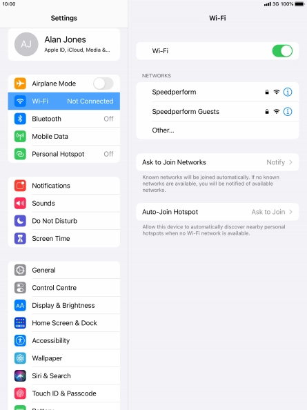 Press the required Wi-Fi network and key in the password for the Wi-Fi network.