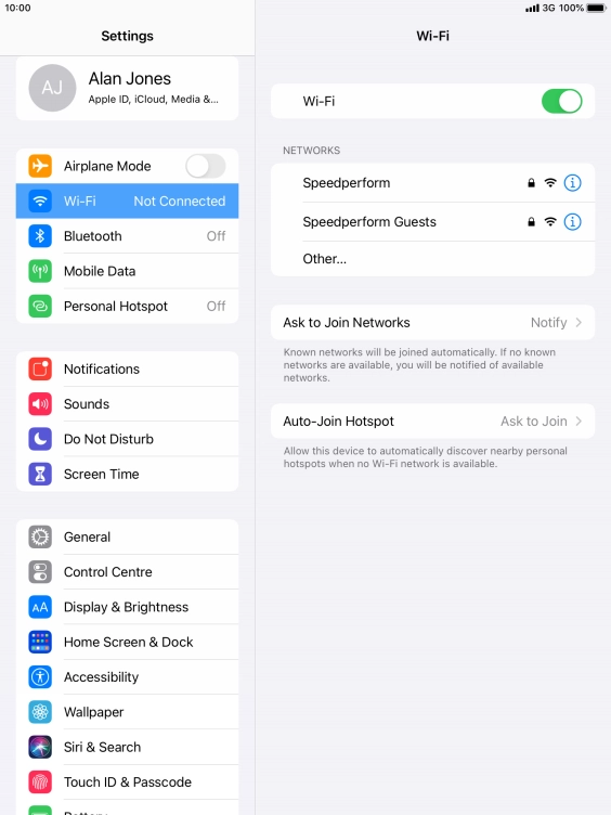 Press the required Wi-Fi network and key in the password for the Wi-Fi network.
