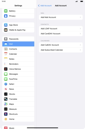 Press Add Mail Account.