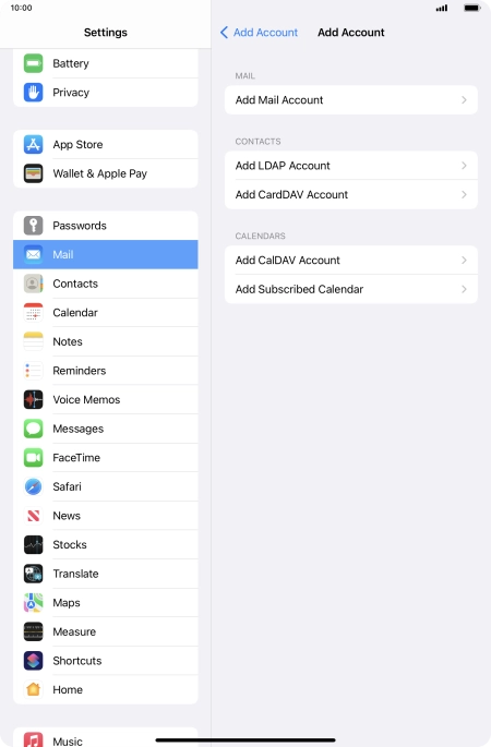 Press Add Mail Account.