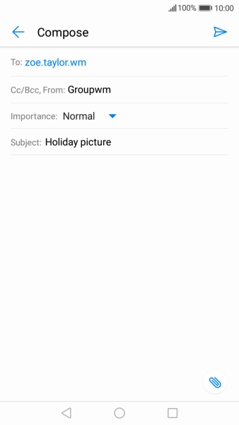Press the text input field and write the text for your email message.