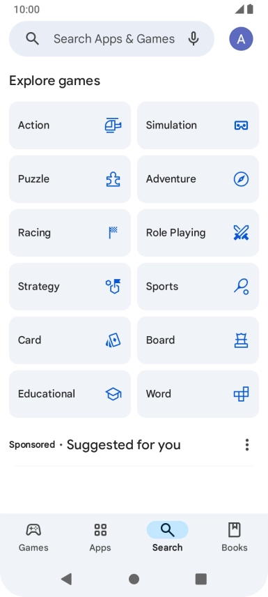 Press the search field.